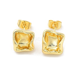 Rack Plating Brass Stud Earring, Long-Lasting Plated, Nuggets, Golden, 11x10mm(EJEW-C078-01B-G)