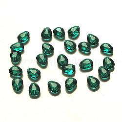 Imitation Austrian Crystal Beads, Grade AAA, Faceted, teardrop, Teal, 10x8x3.5mm, Hole: 0.9~1mm(SWAR-F086-10x8mm-24)