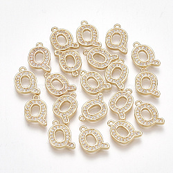 Brass Cubic Zirconia Charms, Letter, Clear, Real 18K Gold Plated, Letter.Q, 12x8x1.5mm, Hole: 1mm(KK-S348-330Q)