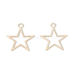 Brass Pendants, Cadmium Free & Nickel Free & Lead Free, Star, Real 18K Gold Plated, 30x26.5x1mm, Hole: 3.5mm(KK-N232-497)