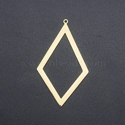 201 Stainless Steel Big Pendants, Laser Cut, Hollow, Rhombus, Golden, 55x31x1mm, Hole: 1.6mm(STAS-N090-LA190)