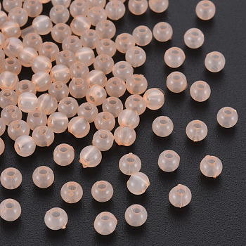 Imitation Jelly Acrylic Beads, Round, PeachPuff, 4x3mm, Hole: 1.6mm, about 15000pcs/500g