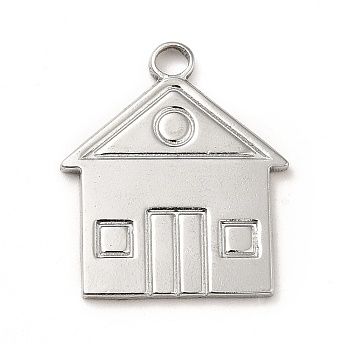 201 Stainless Steel Pendants, House Charms, Stainless Steel Color, 23x19.5x1.5mm, Hole: 2.5mm