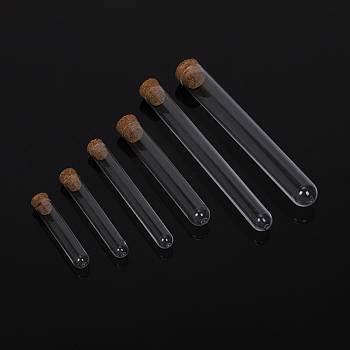Empty Plastic Test Tubes, with Cork Stopper, Bead Container, Wishing Bottle, Tube, Clear, 6x1.2cm
