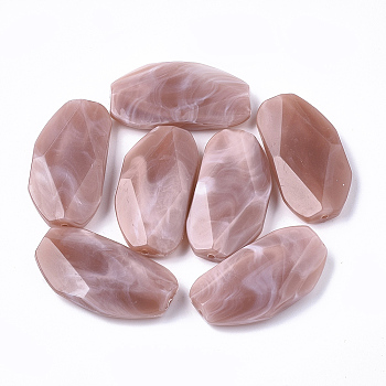 Acrylic Beads, Imitation Gemstone, Faceted, Pea, Rosy Brown, 31x16.5x6mm, Hole: 1.2mm