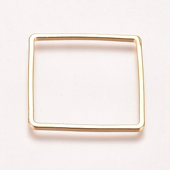 Brass Linking Rings, Square, Real 18K Gold Plated, Side Length: 20x20x1mm, Diagonal Length: 27mm, Inner Diameter: 19x19mm