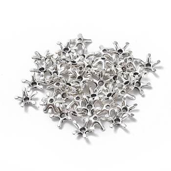 Tibetan Silver Bead Caps, Lead Free & Cadmium Free, Flower, Antique Silver, about 8.5mm in diameter, Hole: about 1mm