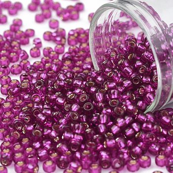 TOHO Round Seed Beads, Japanese Seed Beads, (2223) Silver Lined Dragonfruit, 8/0, 3mm, Hole: 1mm, about 1110pcs/50g