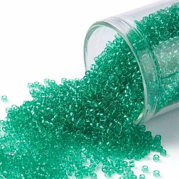 TOHO Round Seed Beads, Japanese Seed Beads, (72) Transparent Beach Glass Green, 15/0, 1.5mm, Hole: 0.7mm, about 15000pcs/50g