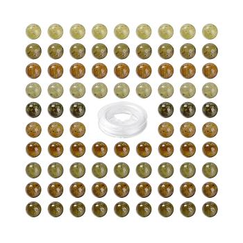 100Pcs 8mm Natural Green Garnet Round Beads, with 10m Elastic Crystal Thread, for DIY Stretch Bracelets Making Kits, 8mm, Hole: 1mm