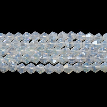 Imitation Jade Electroplate Glass Beads Strands, AB Color Plated, Faceted, Bicone, Clear, 4x4mm, Hole: 0.8mm, about 87~98pcs/strand, 12.76~14.61 inch(32.4~37.1cm)