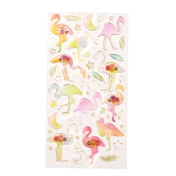Epoxy Resin Sticker, for Scrapbooking, Travel Diary Craft, Flamingo Pattern, 4~47x4~40mm