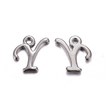 Gunmetal Plated Alloy Letter Pendants, Rack Plating, Cadmium Free & Lead Free, Letter.Y, 13x10x2mm, Hole: 1.5mm