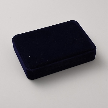 Rectangle Velvet Jewelry Set Gift Boxes, Rings Earrings Pendants Bracelets Storage Cases, with ABS Plastic and Sponge, Dark Blue, 17.5x12.3x3.6cm