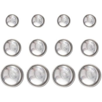 DIY Cabochons Findings, with Flat Round 304 Stainless Steel Cabochon Settings and Transparent Glass Cabochons, Half Round/Dome, Stainless Steel Color, 11.8x7.2x3.5cm, 120pcs/box