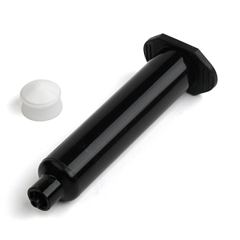 Plastic Dispensing Syringes, with Piston, Black, 91x34x22.5mm, Hole: 2mm, Piston: 16x12mm, Capacity: 10ml(0.34 fl. oz)