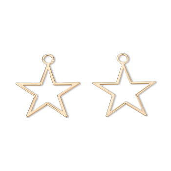 Brass Pendants, Cadmium Free & Nickel Free & Lead Free, Star, Real 18K Gold Plated, 30x26.5x1mm, Hole: 3.5mm