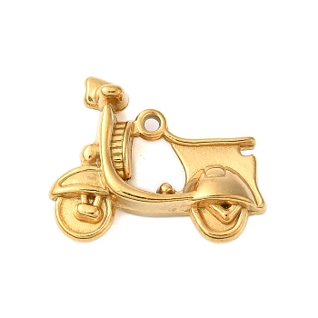 Ion Plating(IP) 304 Stainless Steel Pendants, Electrocar Charm, Real 18K Gold Plated, 18x23x7.5mm, Hole: 1.2mm