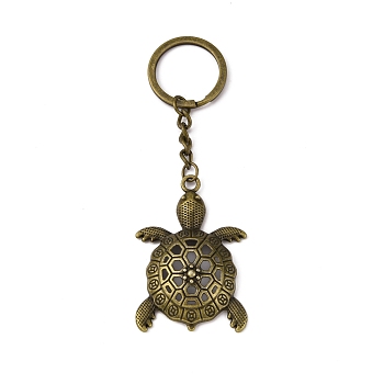 Tortoise Alloy Keychain, with  Iron Findings, Antique Bronze, 11.1cm, Tortoise: 56x37x11mm