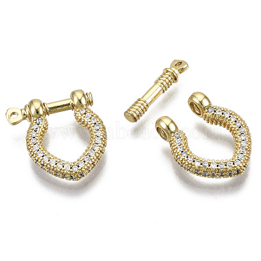 Brass Micro Pave Clear Cubic Zirconia D-Ring Anchor Shackle Clasps(ZIRC-S066-050-NF)-3