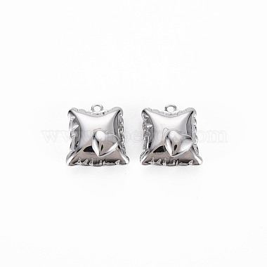 Real Platinum Plated Square Brass Charms