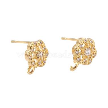 8 Pairs Brass Micro Pave Clear Cubic Zirconia Stud Earring Findings(KK-ZZ0001-08-RS)-4