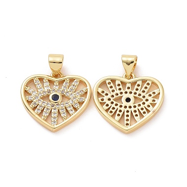 Golden Clear Heart Brass+Cubic Zirconia Pendants