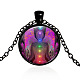 Chakra Theme Yoga Human Glass Pendant Necklace(CHAK-PW0001-023D)-1