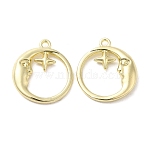 Alloy Pendant, Cadmium Free & Nickel Free & Lead Free, Flat Round with Moon, Golden, 19x17x3mm, Hole: 1.5mm(X1-PALLOY-H128-09G)