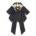 1Pc Alloy & Iron & Polyester & Acrylic Exquisite Lapel Pin for Women, Bowknot with Bee, Platinum & Golden, 145x105mm(JEWB-HY0001-67)