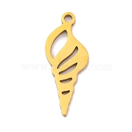 201 Stainless Steel Pendants, Laser Cut, Conch Charm, Golden, 20.5x8x1mm, Hole: 1.5mm(STAS-U016-09G-01)