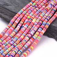 Flat Round Handmade Polymer Clay Beads, Disc Heishi Beads for Hawaiian Earring Bracelet Necklace Jewelry Making, Mixed Color, 6x1mm, Hole: 2mm, about 353~378pcs/strand, 17.7 inch(CLAY-R067-6.0mm-M1)