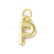 Rack Plating Brass Pendants, Cadmium Free & Lead Free, Long-Lasting Plated, Real 18K Gold Plated, Letter P, 11.5x6x1.5mm, Hole: 3.2mm(KK-P245-06G-P)