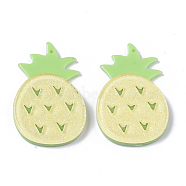 Cellulose Acetate(Resin) Pendants, with Glitter Powder, Pineapple, Light Green, 40x26x4.5mm, Hole: 1.4mm(X-KY-R021-04)