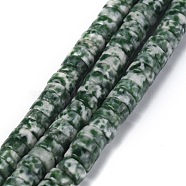 Natural Green Spot Jasper Beads Strands, Heishi Beads, Flat Round/Disc, 6x3mm, Hole: 1mm, about 119~131pcs/strand, 14.76~15.74 inches(37.5~40cm)(G-Z006-C03)
