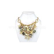 Trendy Starfish and Conch Bib Necklaces, with Iron Chains and Brass Lobster Claw Clasps, Golden, 18.9 inch(48.2cm)(X-NJEW-WH0001-01G)