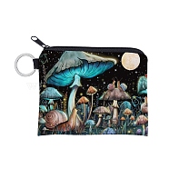 Polyester Zip Pouches, Change Purse, Rectangle with Mushroom Pattern, Black, 9.3x11.3cm(MUSH-PW0001-133)