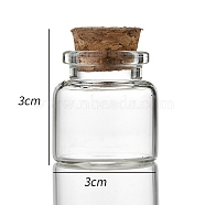 Glass Bottle, with Cork Plug, Wishing Bottle, Column, Clear, 3x3cm, Capacity: 10ml(0.34fl. oz)(CON-WH0085-71A)