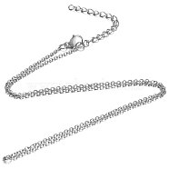 304 Stainless Steel Cable Chain Necklace, with Lobster Claw Clasps, Stainless Steel Color, 31.4 inch(80cm), 1.6mm(STAS-T040-PJ204-80)