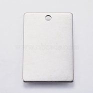 201 Stainless Steel Pendants, Rectangle, Stamping Blank Tag, Stainless Steel Color, 30x20x1mm, Hole: 2.5mm(STAS-F139-033P)