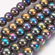 Electroplate Non-magnetic Synthetic Hematite Beads Strands, Round, Mixed Color, 8mm, Hole: 1mm, about 53pcs/strand, 15.1 inch(G-K210-04)