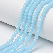 Glass Beads Strands, Imitation Jade, Faceted, Rondelle, Cyan, 3.5~3.8x3mm, Hole: 0.4mm, about 113~115pcs/strand, 32.5~33cm(EGLA-A044-J3mm-D04)