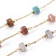 3.28 Feet Handmade Natural & Synthetic Mixed Stone Beaded Chains, with Brass Chains, Long-Lasting Plated, Soldered, Golden, 5.5~6mm, Llink: 5.5~6x4~4.5mm and 2x1x0.2mm(X-CHC-E019-02B)