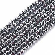Electroplated Glass Beads Strands, Faceted, Rondelle, Platinum Plated, 2mm, Hole: 0.5mm, about 192~194pcs/strand, 12.99~13.39 inches(33~34cm)(EGLA-S174-23D-06)