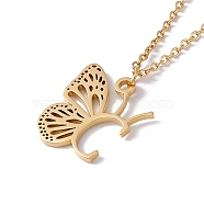 Initial Letter with Butterfly Pendant Necklace, Golden 304 Stainless Steel Jewelry for Women, Letter.C, Pendant: 20x18x1mm, 15.55 inch(39.5cm)(NJEW-C026-01G-C)