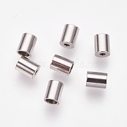 201 Stainless Steel Cord Ends, Stainless Steel Color, 5x4mm, Hole: 1mm, Inner Diameter: 2.5mm(STAS-L205-21P)