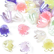 Spray Paint ABS Plastic Imitation Pearl Beads, Flower, Mixed Color, 10x11x8.5mm, Hole: 1.4mm(X-MACR-N013-001)