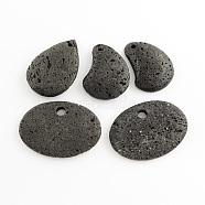 Natural Lava Rock Pendants, Dyed, 50~63x42~70x8~12mm, Hole: 3.5~8mm(G-S139-09)
