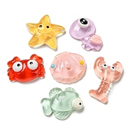 Sea Animal Translucent Resin Decoden Cabochons, for Jewelry Making, Crab & Starfish & Fish, Mixed Shapes, 19~30x19~27x9~10mm(RESI-F052-C01)