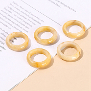 Natural Yellow Jade Plain Band Finger Rings, Inner Diameter: 18~20mm(PW-WG26698-13)